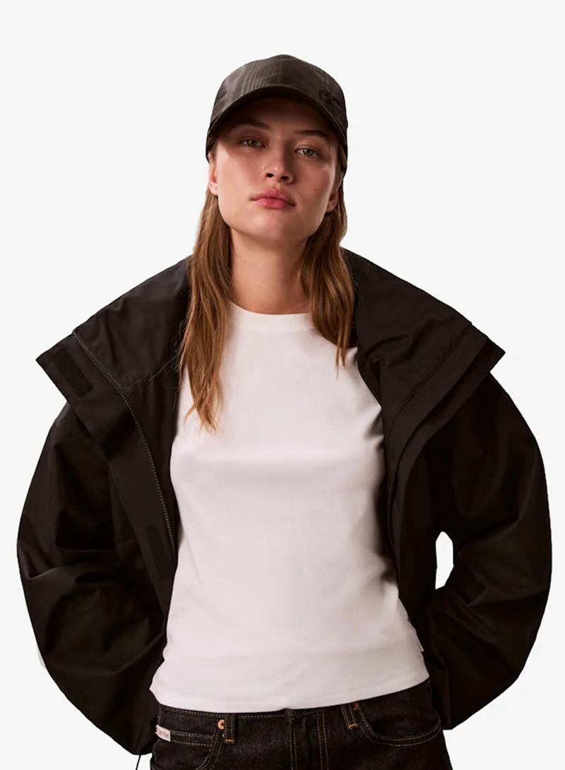 CALVIN KLEIN Black Embroidered Monogram Moire Cap for Women | Best Price UAE